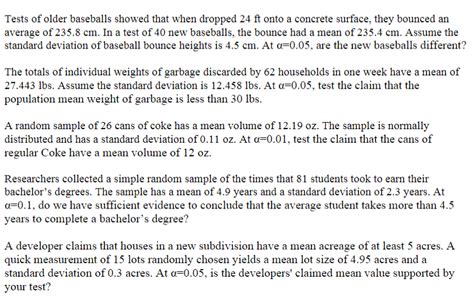 Tests of older baseballs showed that when dropped 24ft onto a 